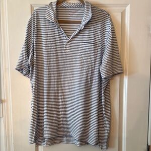 Peter Millar Navy and White Polo 100% Pima Cotton Striped Shirt​